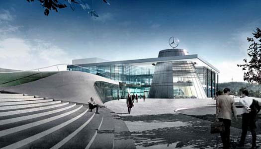 Дизайн экстерьера автосалона - музея Mercedes-Benz в Штутгарде (Германия) 